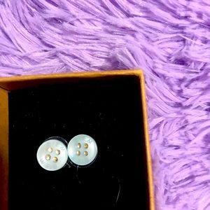 Blue button earrings